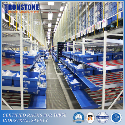 Sistema di flusso di cartoni per scaffalature per pallet per carichi pesanti per lo stoccaggio di casse di scatole