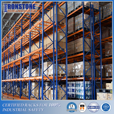 Sistema di scaffalature per pallet a corsie molto strette e conveniente per risparmiare spazio